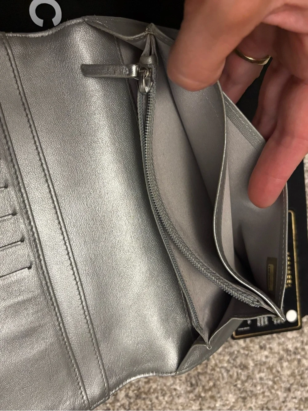 CHANEL Black Quilted Camellia Leather Long Wallet with CC Emblem, VGUC!